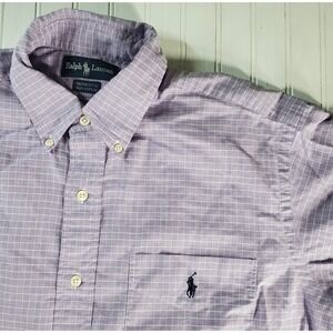 Ralph Lauren Polo Men's Yarmouth Button Down Purple Check Dress Shirt 15.5 34/35